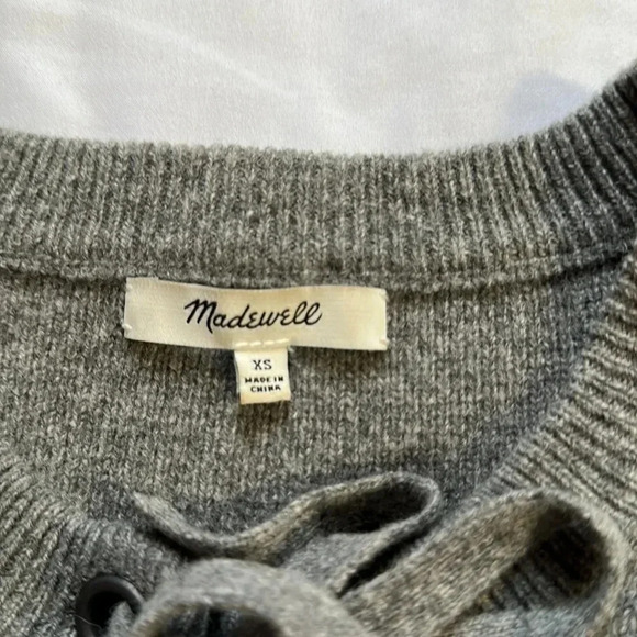 Madewell Lace-Up Pullover Wool  Gray Sweater size XS - Picture 3 of 5